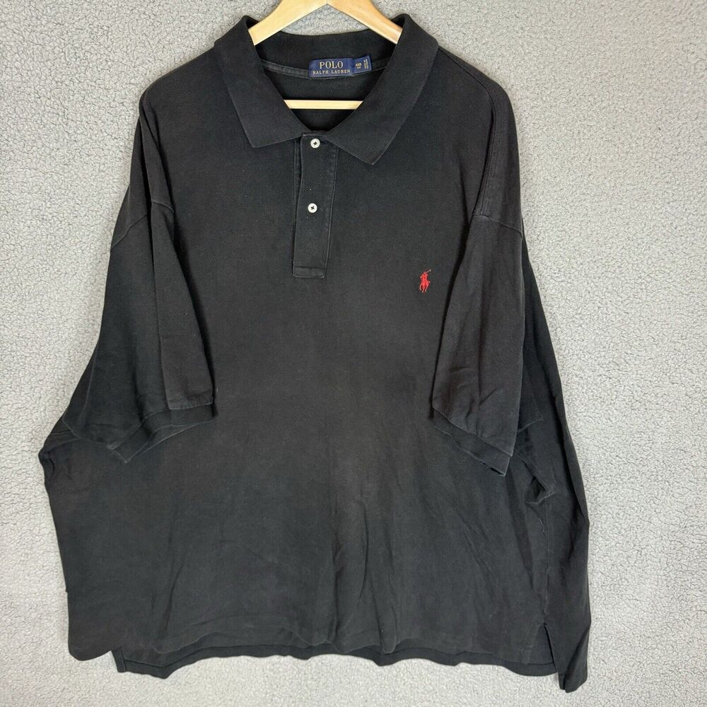 Polo Ralph Lauren Shirt Mens 4XB Black Polo Short Sleeve Button Pony Casual
